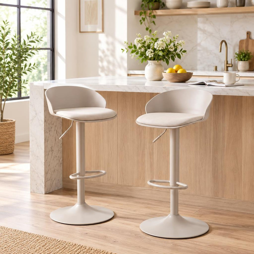 Airfind Set of 2 Adjustable Swivel Bar Stools w/ Back and Footrest 330 LBS for Dining, Stool 330 lbs Capacity, Metal Sponge PP Linen Fabric Frame