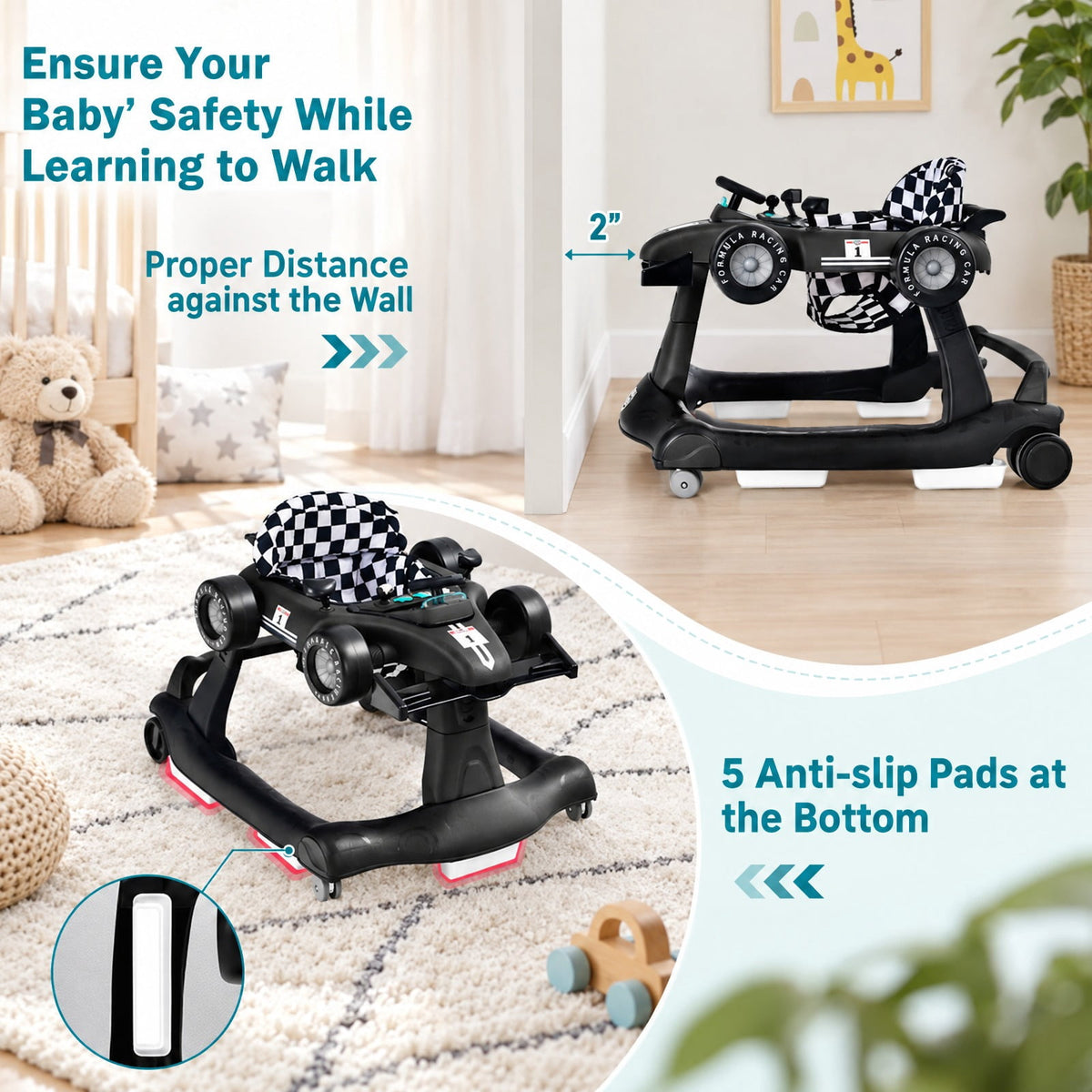 Airfind 4-in-1 Foldable Activity Push Walker with Adjustable Height, 25 lbs Capacity, PP polyester sponge Frame, 29 x 24 x 20/21/22 Footprint