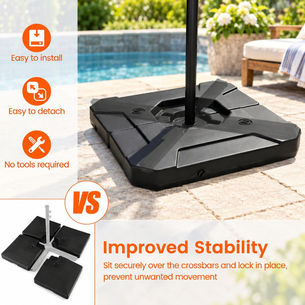 Airfind 274 LBS Cantilever Patio Umbrella Base with Handles, HDPE Frame, 35 Inch x 35 Inch x 5 Inch Compatible Base Hole Spacing 9 Inch Footprint, Black