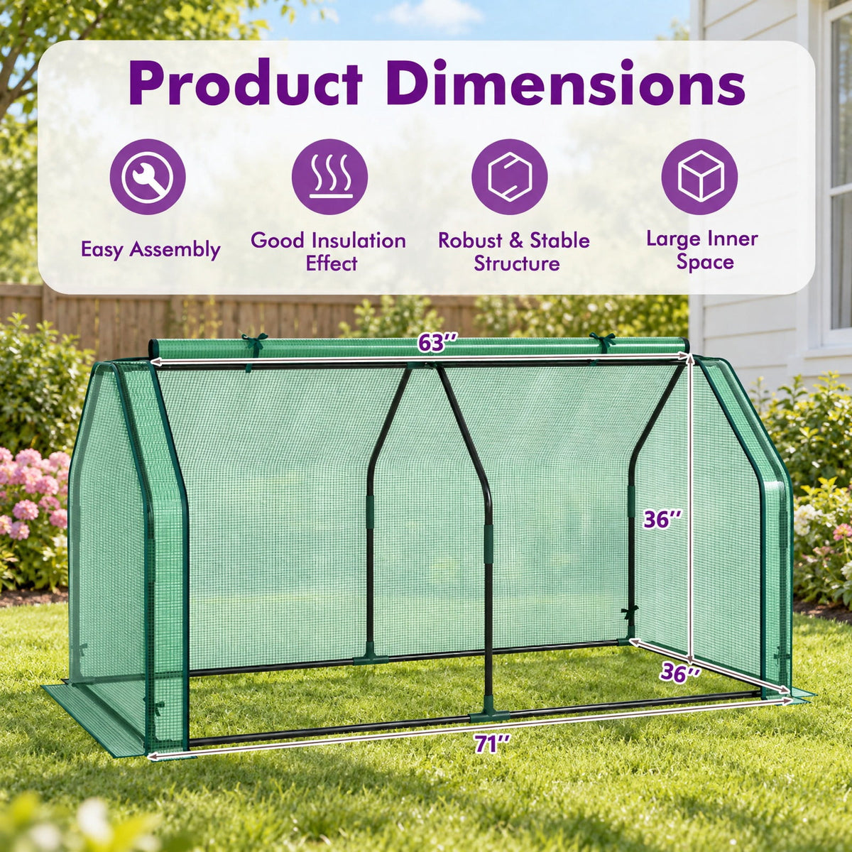 Airfind Portable Mini Greenhouse Small Garden Greenhouse with PE Cover and Zippered Roll-up Door for Vegetables, Green