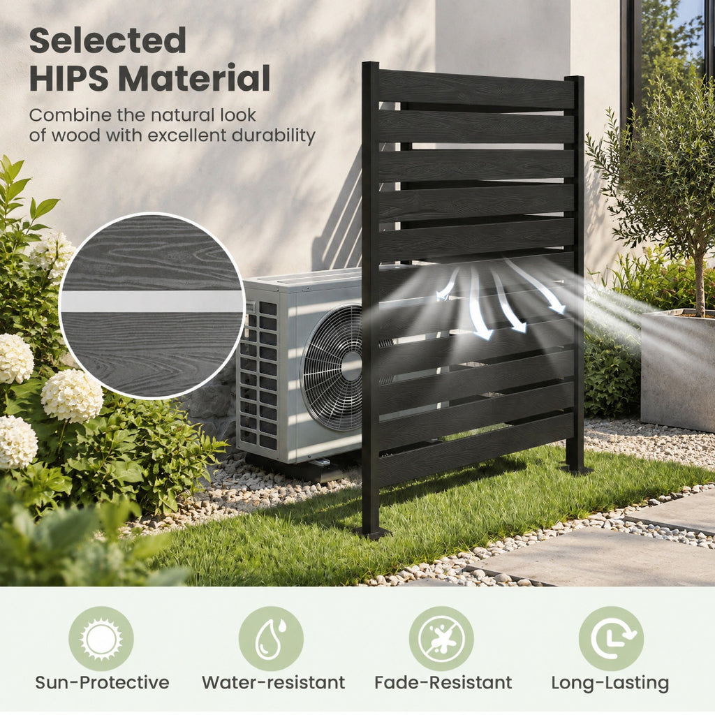 Airfind Outdoor Privacy Screen Fence for Backyard Pool Lawn, HIPS Metal Frame, 25 x 37 x 64 Footprint, Black