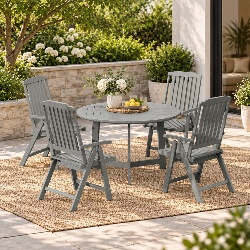 Airfind Foldable Patio Chair All, Weather HDPE Outdoor Dining Chair with Armrest, Gray, The slatted design effectively prevents water accumulation