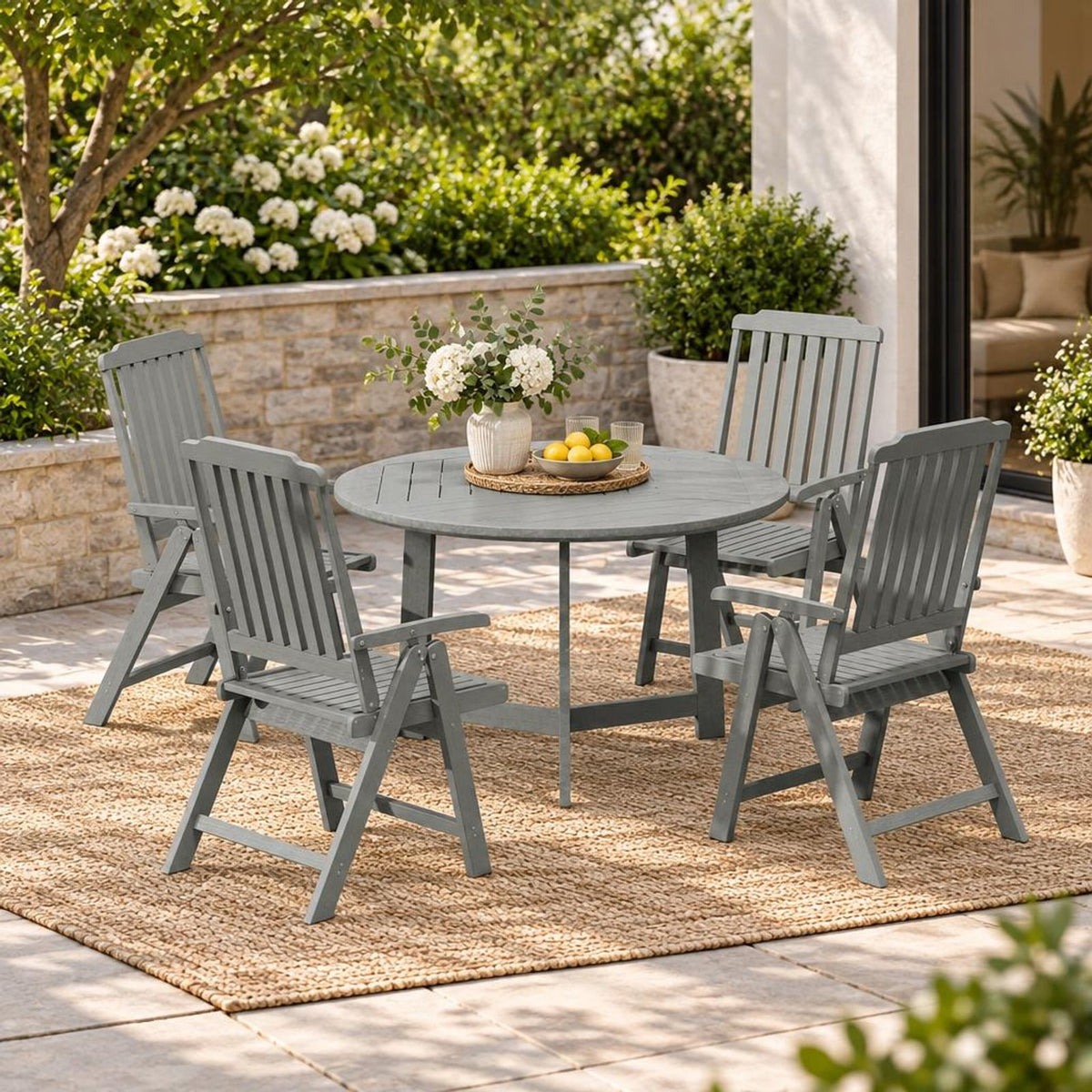 Airfind Foldable Patio Chair All, Weather HDPE Outdoor Dining Chair with Armrest, Gray, The slatted design effectively prevents water accumulation