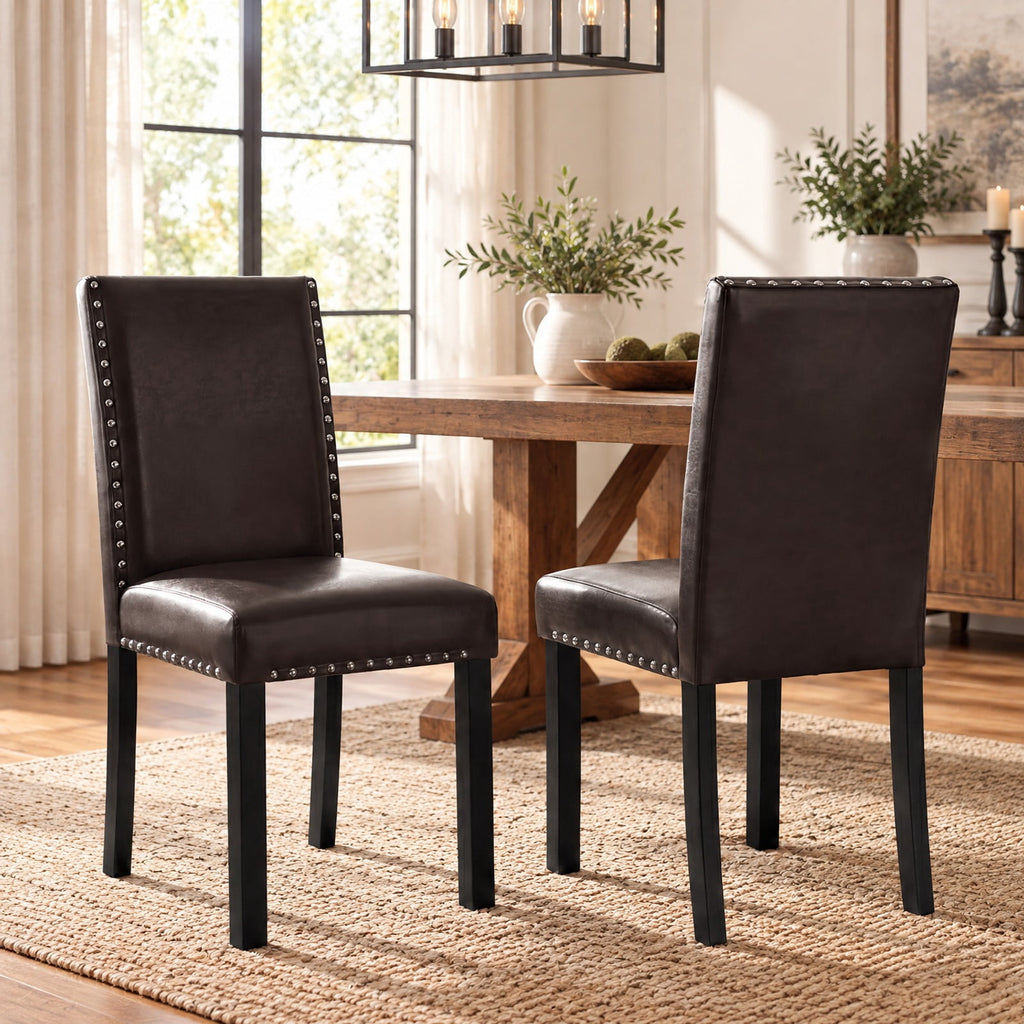Airfind Set of 2/4 Dining Chairs Faux Leather Upholstered Parsons Kitchen Chairs, Set of 2, Versatile use fits modern farmhouse and office style rooms
