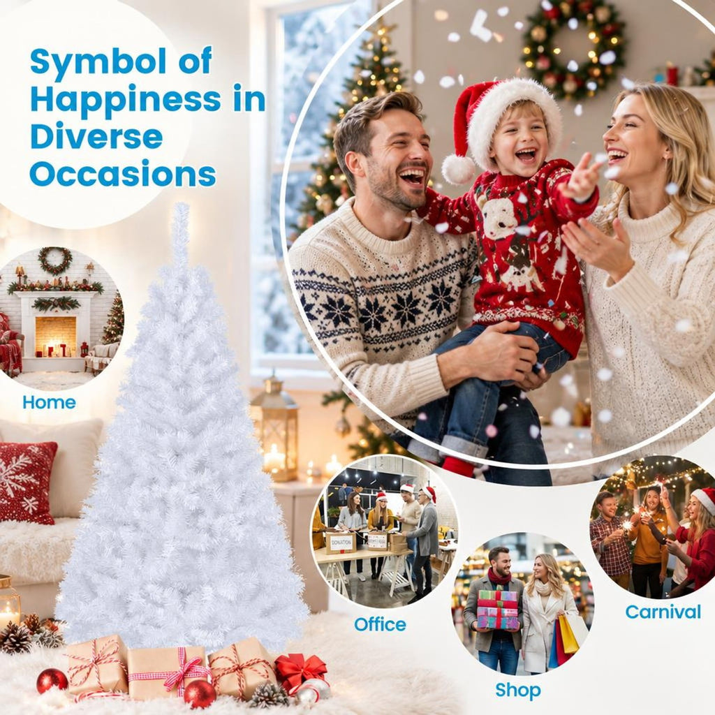 Airfind 5 ft White Artificial PVC Christmas Tree, PVC Frame, White, Made from brand new and high quality PVC, Durable metal stand to help prop the tree