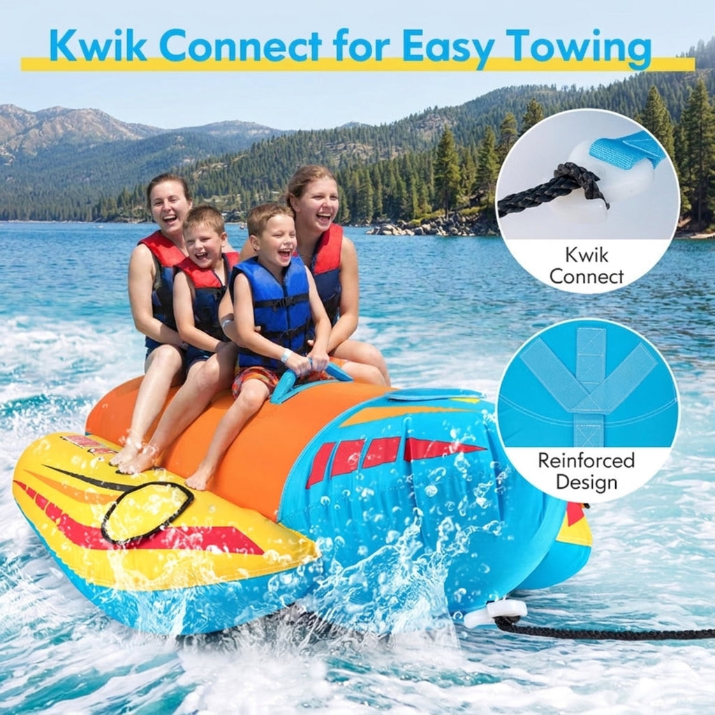 Airfind Inflatable Banana Boat for 3 Riders with EVA-Padded Seats, Yellow