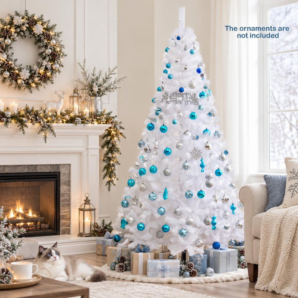 Airfind 7 ft White Artificial PVC Christmas Tree with Stand, PVC Frame, White, Made from brand new and high quality PVC