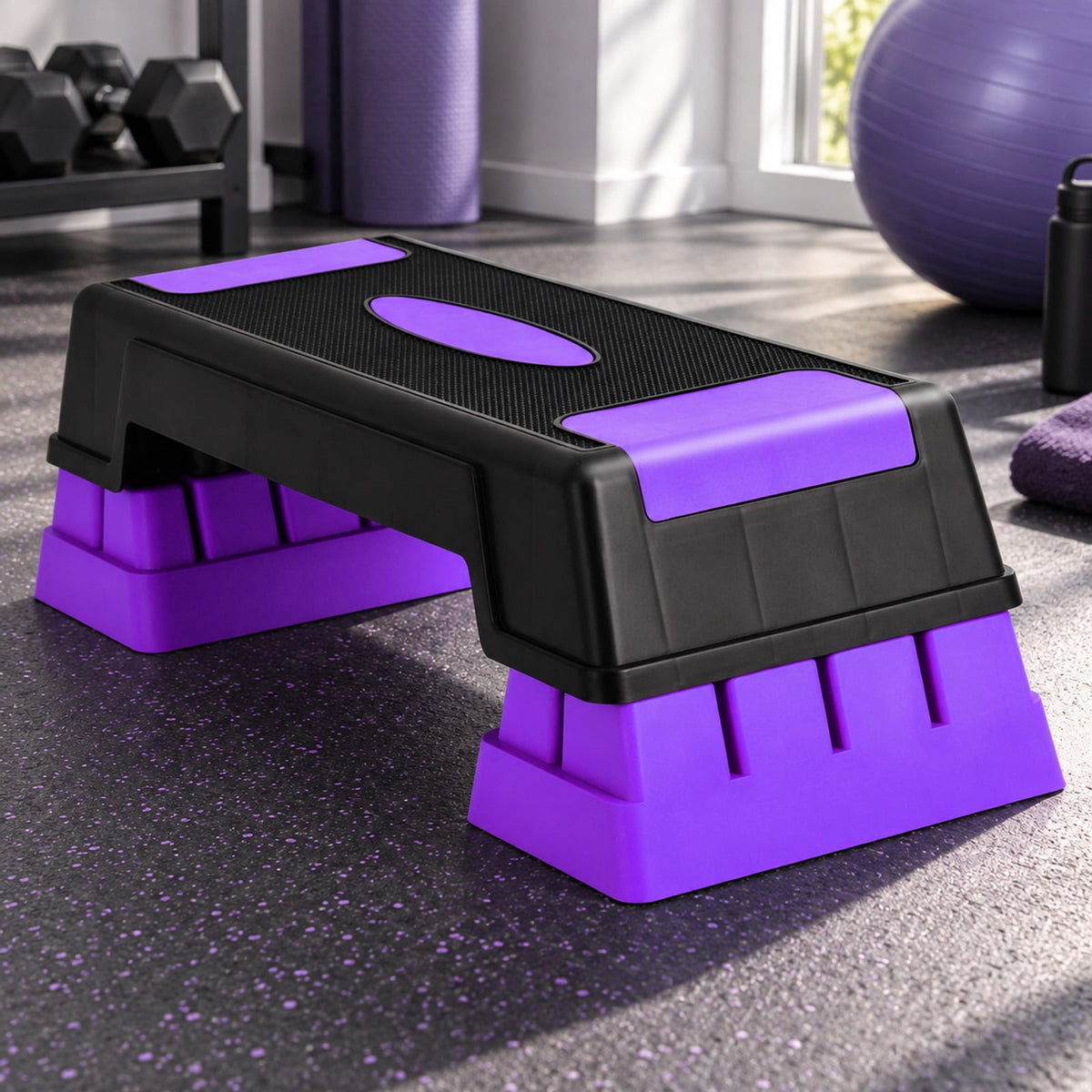 Airfind Aerobic Exercise Stepper Trainer with Adjustable Height 5-7-9, 330 lbs Capacity, PP Frame, 28-30 x 11 x 5-9 Footprint, Purple