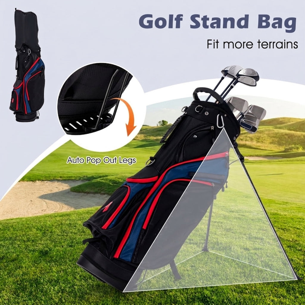 Airfind Junior Complete Golf Club Set for Ages 8-10 with 5 Pieces and Fiberglass Shafts Plus TPR Grip Handles and a Stand Bag as a Full Golf Club Set, Blue