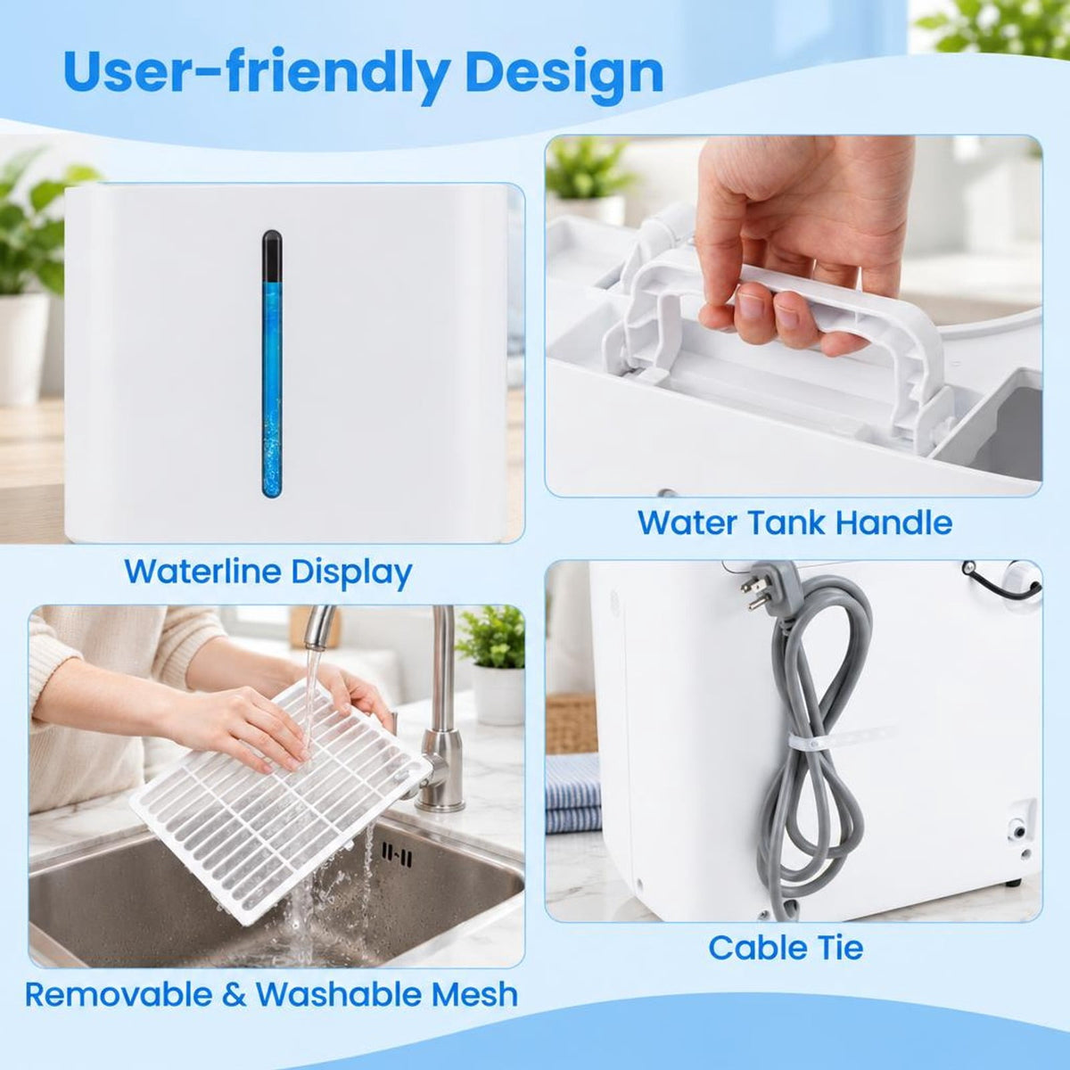 Airfind 94.5 Pints Dehumidifier with 24H Timer and LED Display, ABS Frame, 13 Inch x 9 Inch x 19.5 Inch Rated Footprint for Everyday Use, White