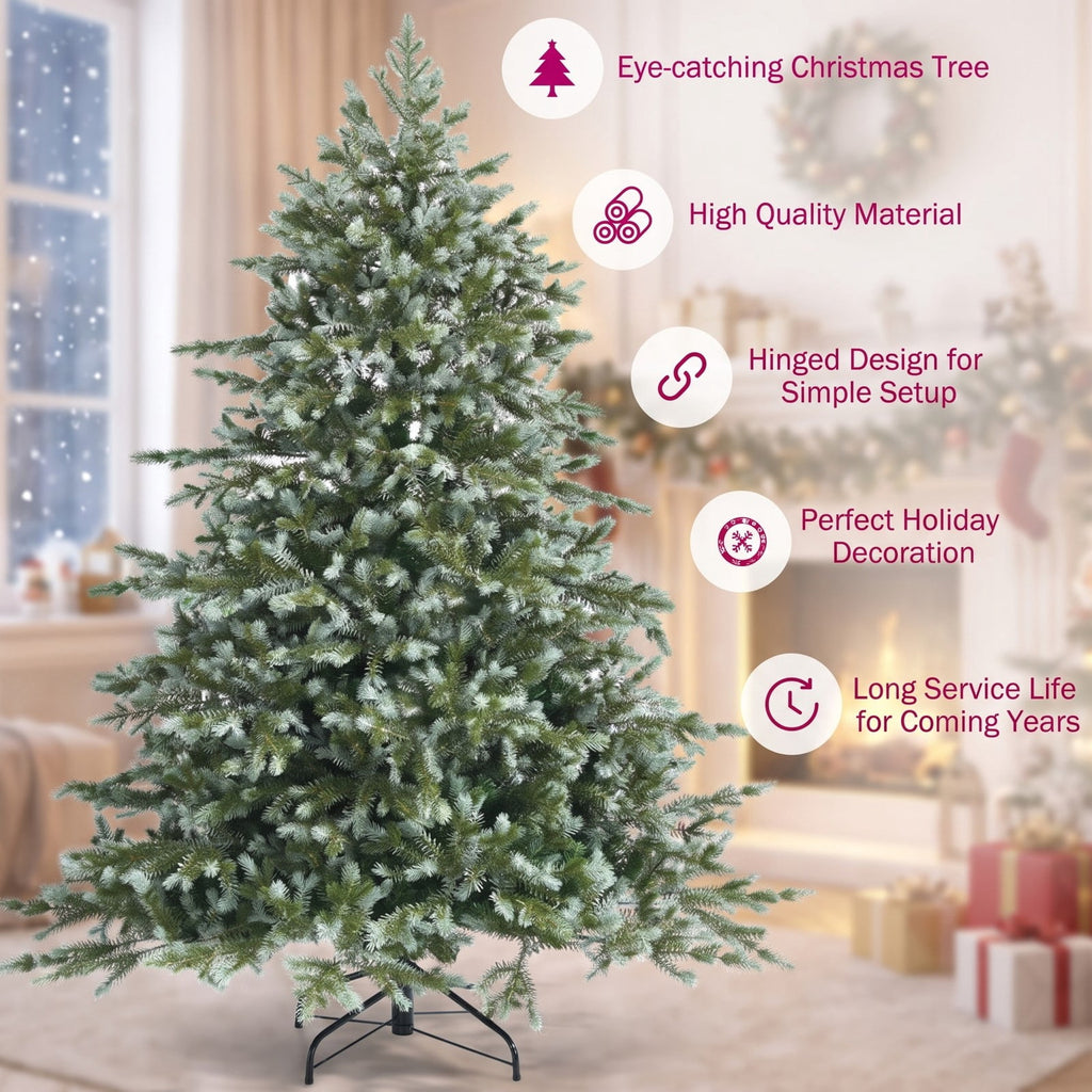Airfind 6 Feet Artificial Christmas Spruce Hinged Tree, New PVC New PE metal Frame, 4.6 x 6 Footprint, Green