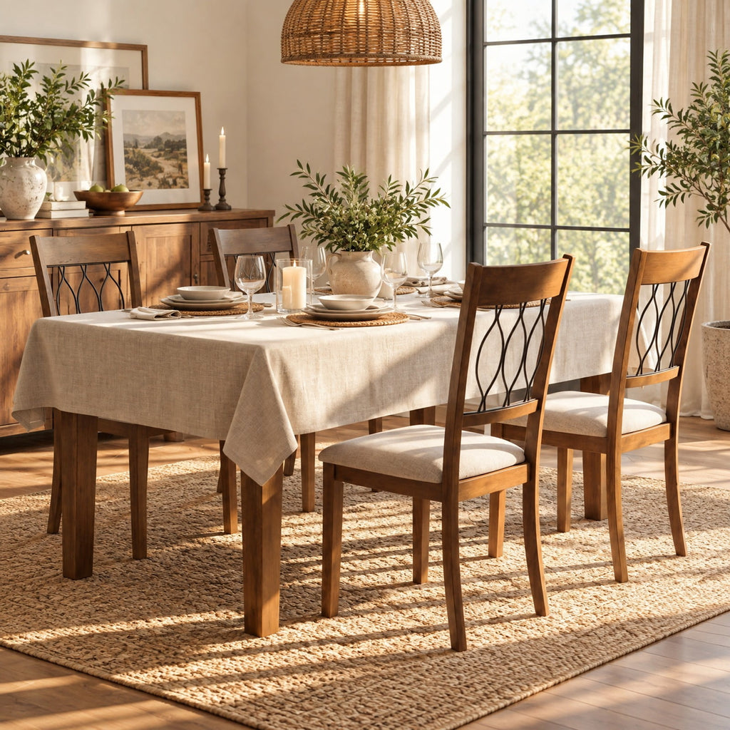 Airfind Set of 2 Dining Chair Fabric/Faux Leather Upholstered with Padded Seat, Chair 330 lbs Capacity, 19.5 x 22.5 x 38 Footprint, Brown