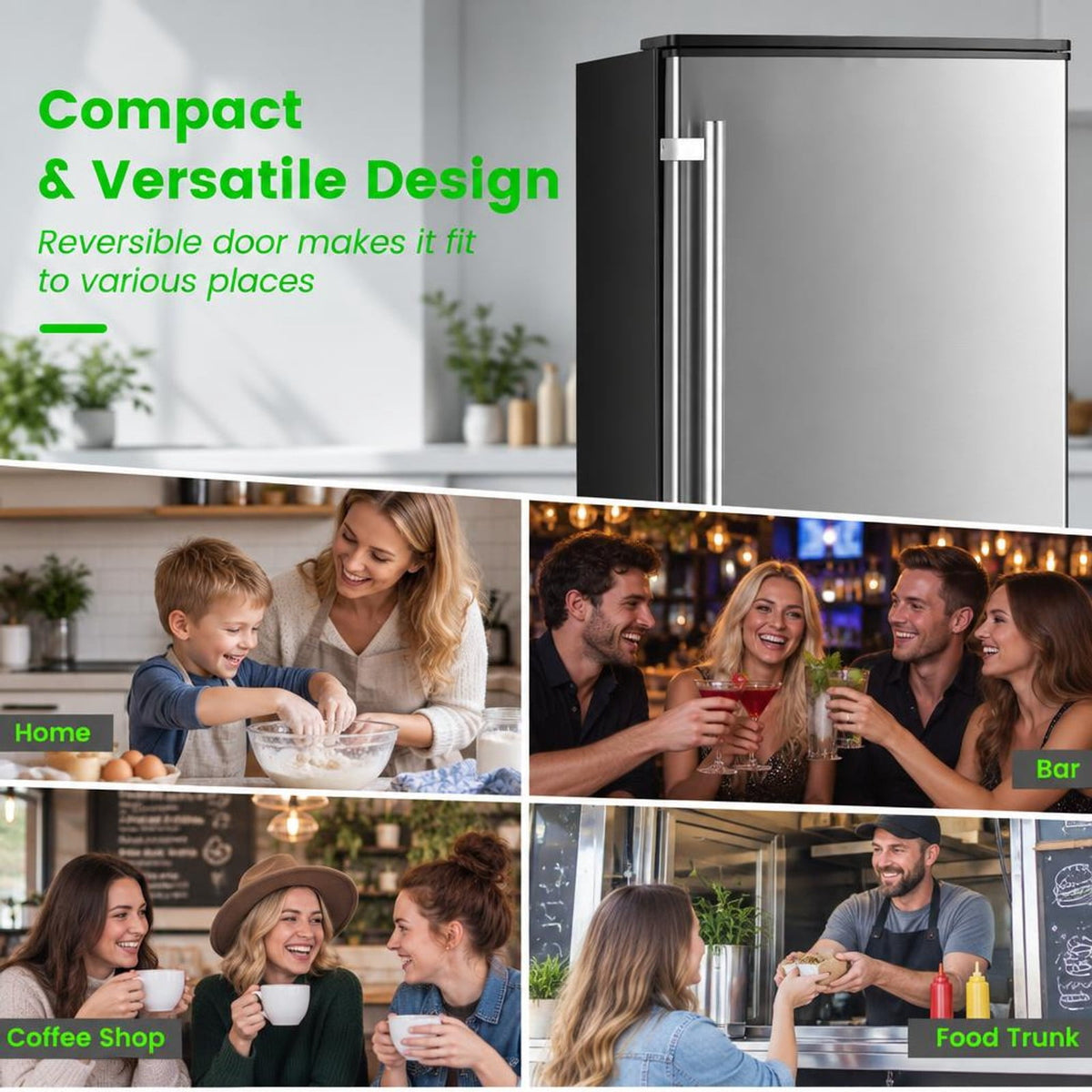 Airfind Free-Standing Built-In Undercounter Ice Maker, Stainless Steel PP Zinc-Plated Sheet ABS for Convenient Everyday Use, Silver