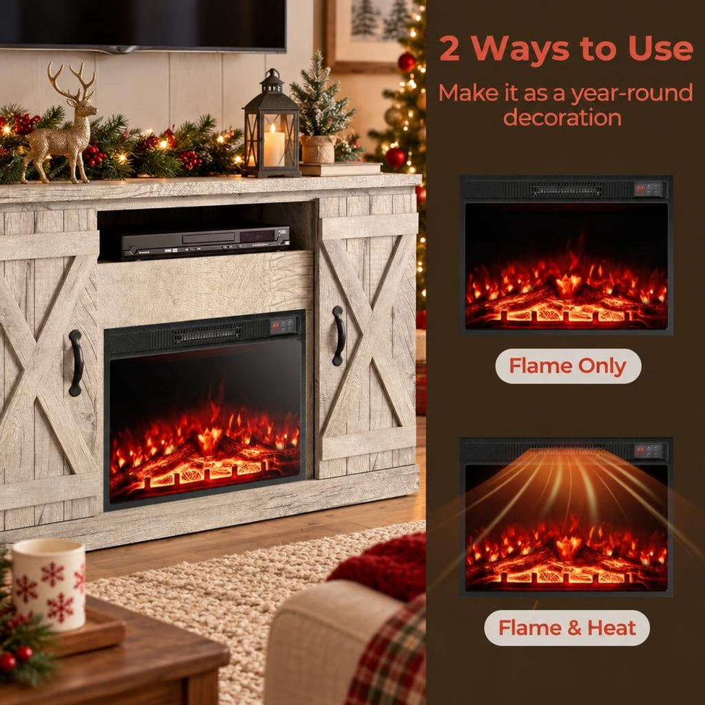 Airfind 23 Inch Electric Fireplace Insert Fireplace Heater with Adjustable Flame Color, Metal Tempered Glass Frame, Black