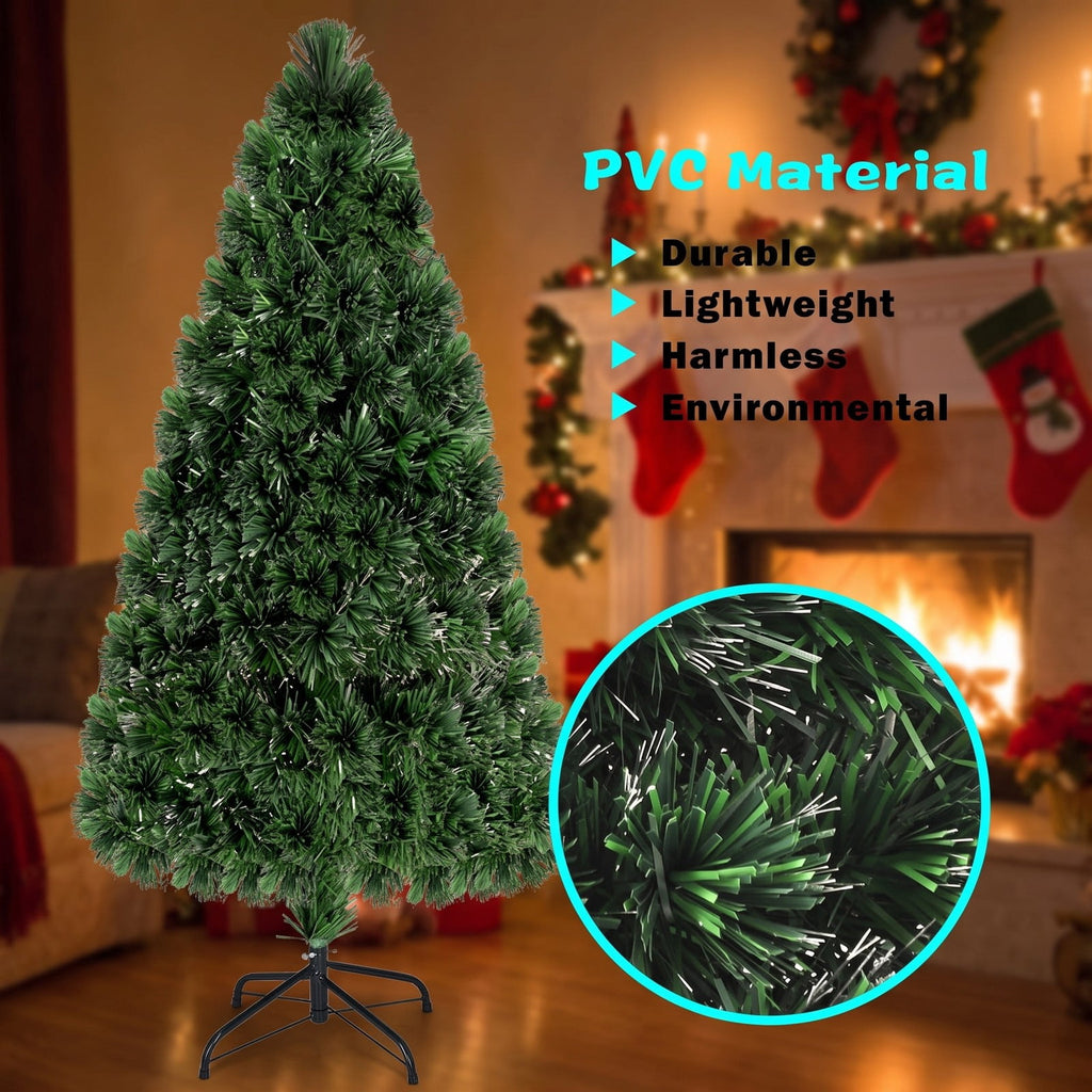 Airfind 3ft / 4ft / 5ft / 6ft Fiber Optic Artificial PVC Christmas Tree-5 ft, PVC Plastic Fiber Optic 3 Ft Frame, 1.7ft x 3ft Footprint, Green