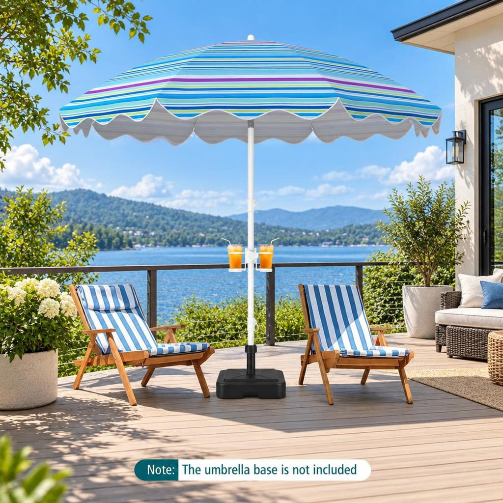 Airfind 6.5 FT Beach Umbrella UPF 50+ with Sand Anchor for Garden Pool, Polyester Fabric Metal Aluminum Alloy PP Frame, Blue Stripe