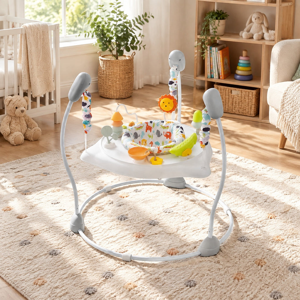 Airfind Child Jump and Play Activity Center with Rotatable Seat and Interactive Toys, 26.5 Lbs Capacity, Pp, for 7-15 Months Old, White