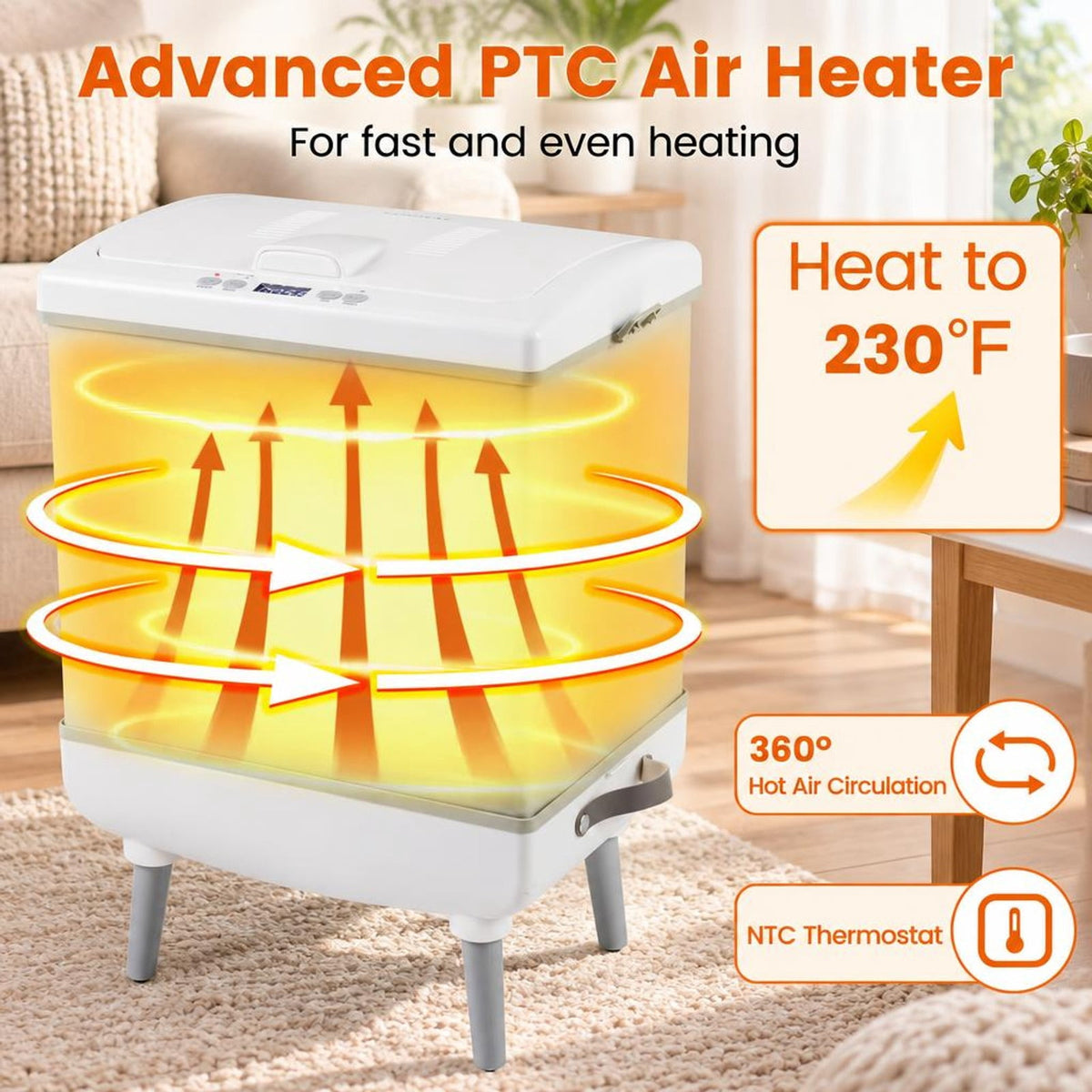 Airfind 35L Large Towel Warmer with Heating and Drying Modes for Bathroom, ABS Frame, 16 x 11.5 x 23.5 Footprint, Beige