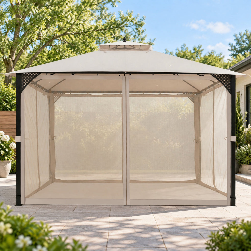 Airfind 12 x 10Outdoor Double Top Patio Gazebo, Polyester steel Frame, 12 x 10 x 9.5 Footprint, Beige