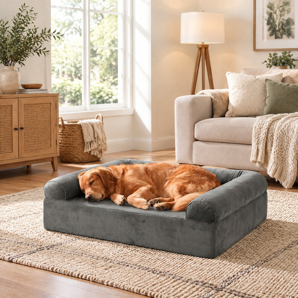 Airfind Cooling Gel Memory Foam Dog Bed for Medium Dogs with Washable Cover, Cooling Gel Memory Foam Silicone Polyester 25D Foam Frame, Dark Gray