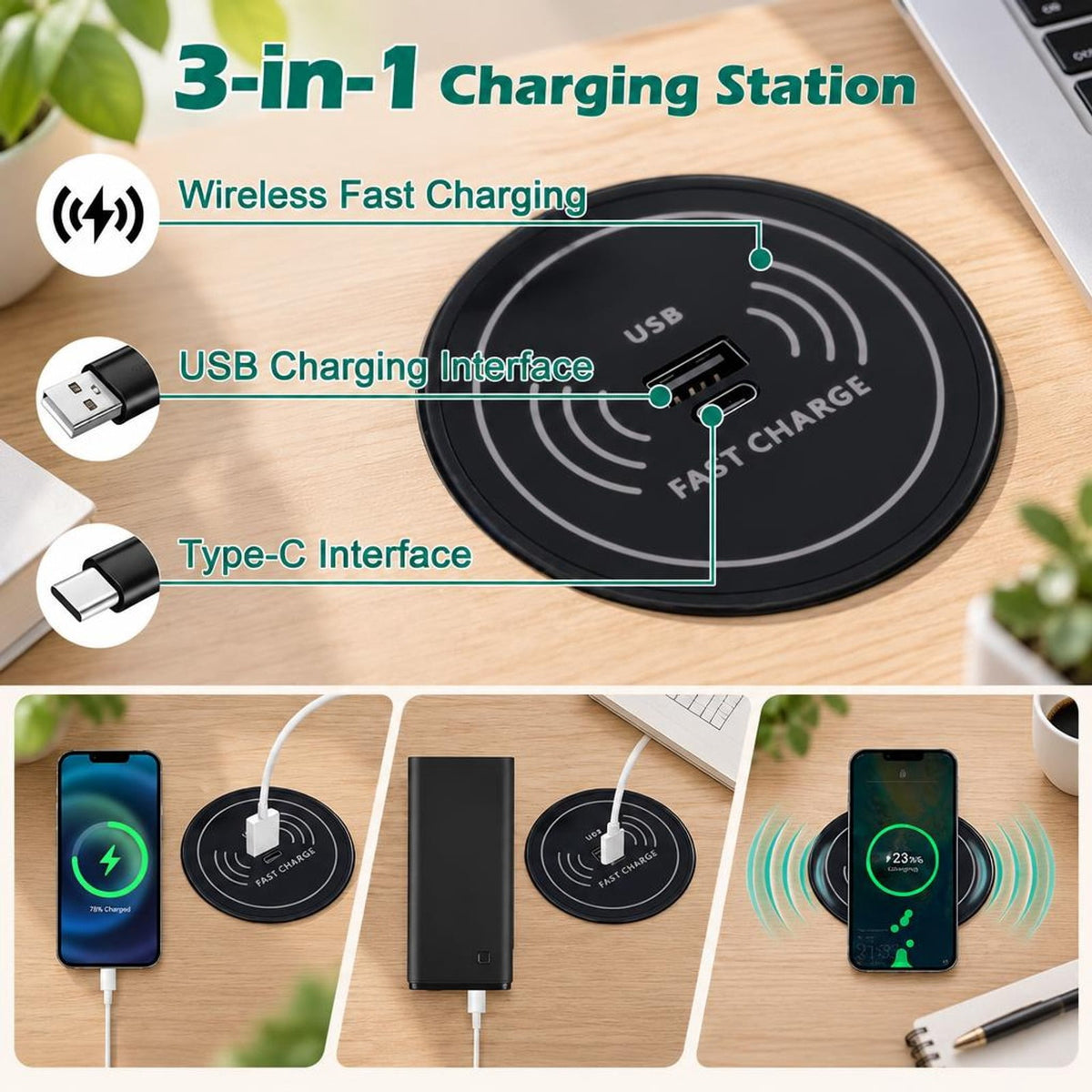 Airfind Vanity Table Set with RGB LED Lights and Wireless Charging Station, 200 lbs Capacity, P2 MDF Pine Wood Metal Frame, White