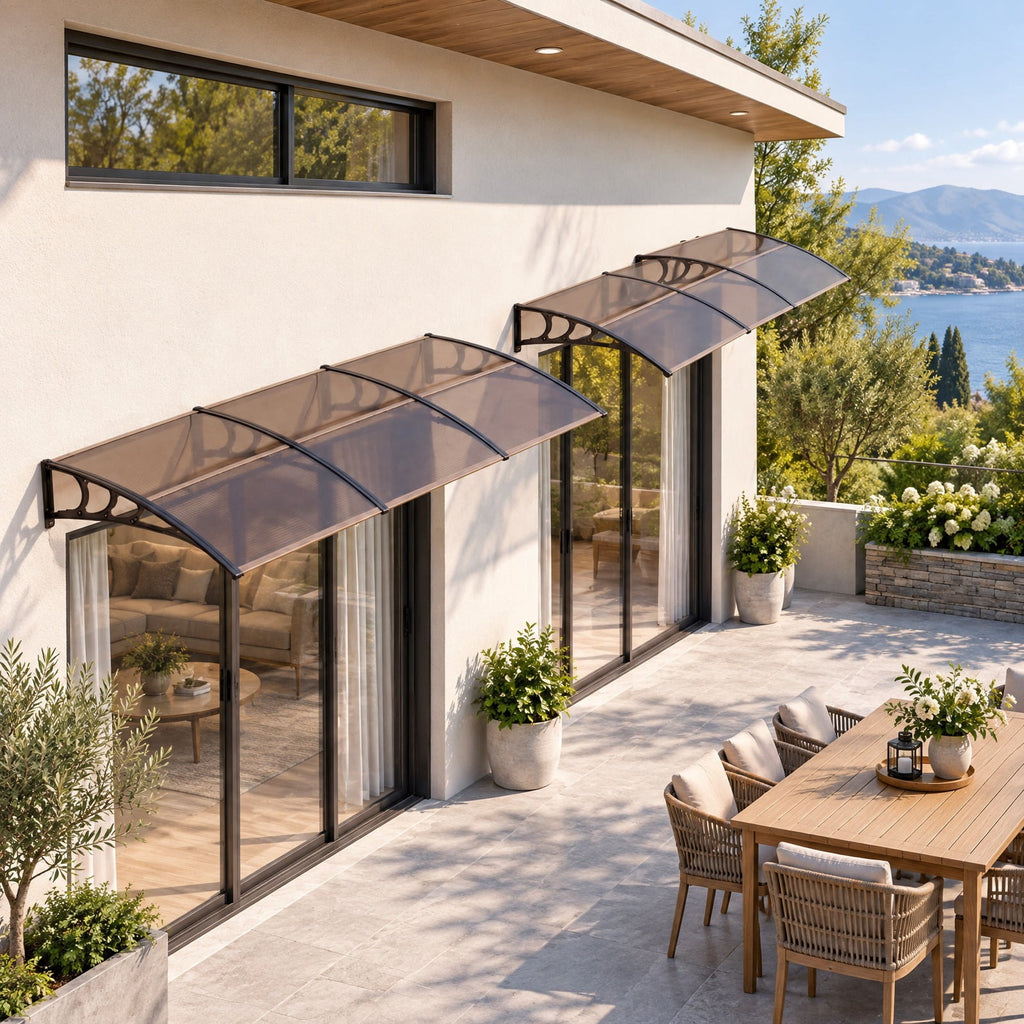 Airfind 39 x 30 Inch Outdoor Front Door Window Awning Door Canopy Exterior, 44 lbs Capacity, Polycarbonate Aluminum PP Frame, 39x30x9 Footprint