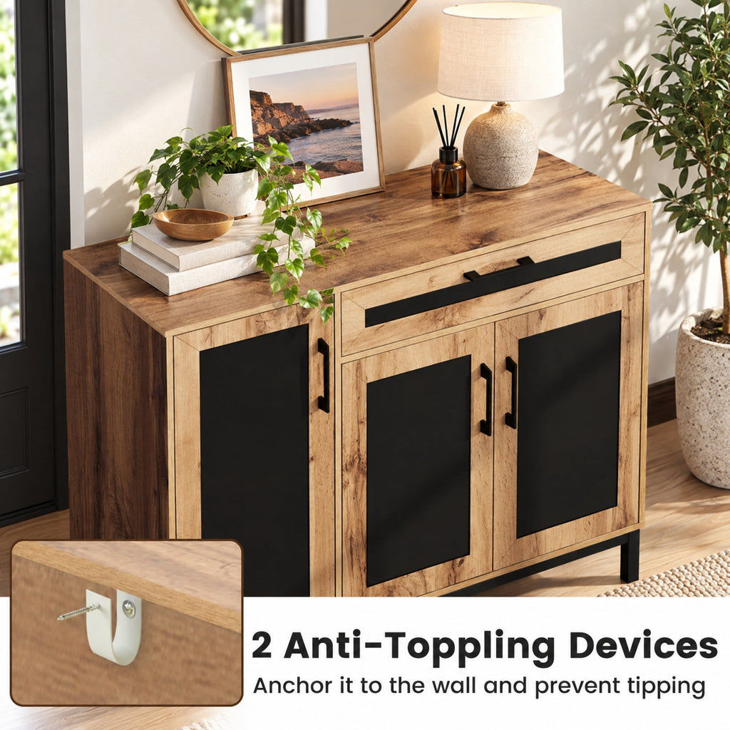 Airfind 48 Inch Sideboard Buffet Cabinet with Drawer and Metal Legs, 88 lbs Capacity, Engineered Wood MDF Frame, 48 Inch x 16 Inch x 37.5 Inch Footprint