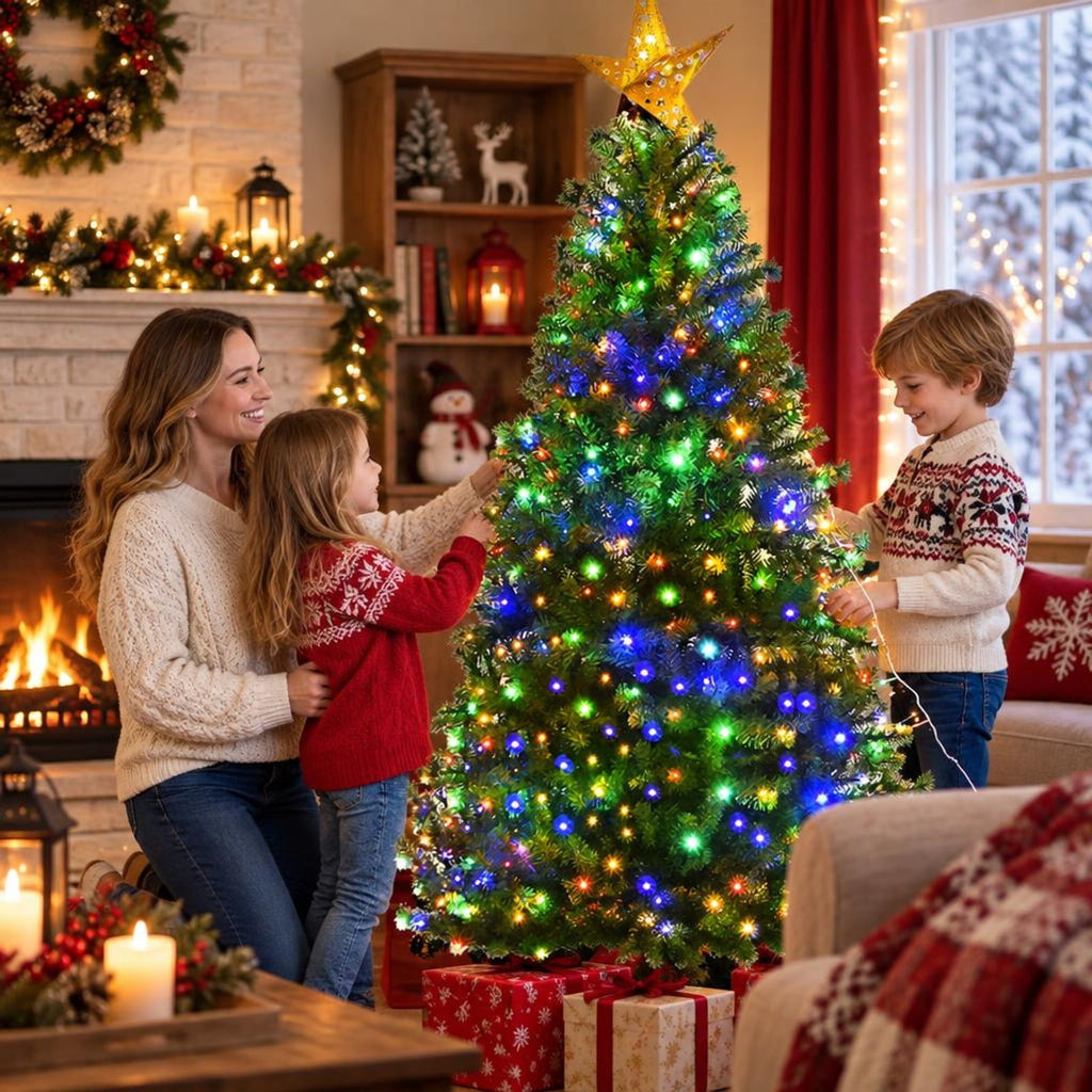 Airfind Artificial Premium Hinged Christmas Tree-6 Feet, PVC Frame, 0.9in x 1.6in x 2in Footprint, Green Adapter: UL-certified