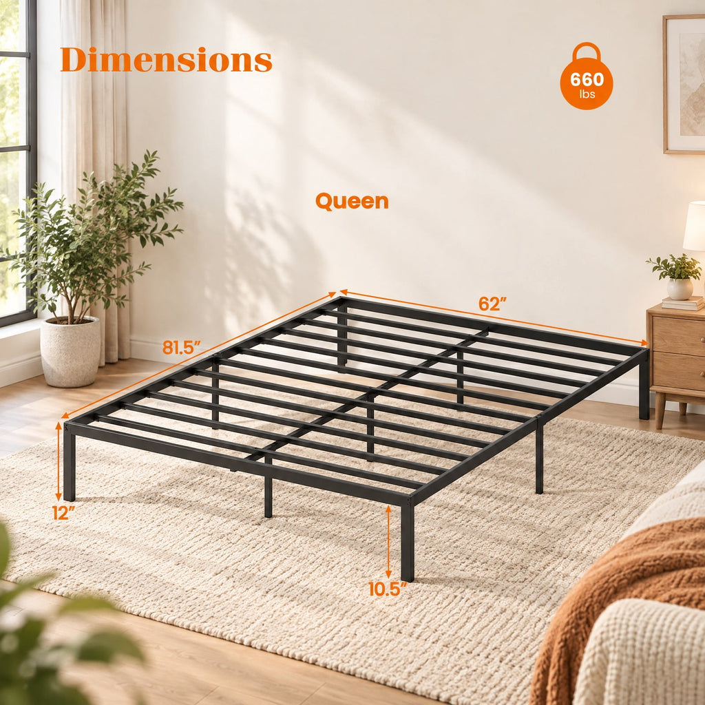 Airfind Full/Queen/King Size Metal Bed Frame Heavy Duty Support Slats Mattress Foundation, 660 lbs Capacity, Metal Full Frame, Black