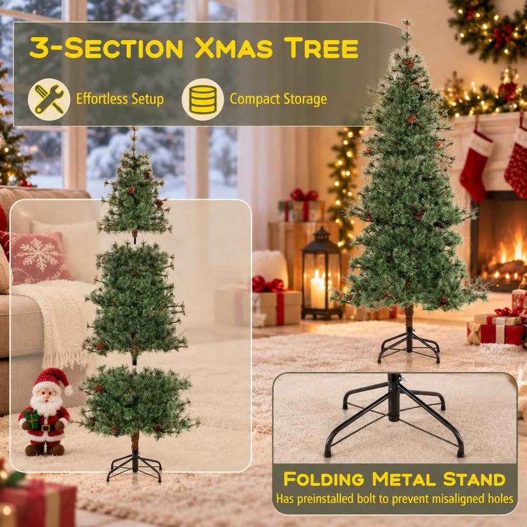 Airfind 6 Feet Artificial Christmas Tree Pre, PVC Metal Tree Height 8 ft / 7 ft /6 ft Tree Width 3.3 ft / 3 ft / 2.9 ft Frame, White