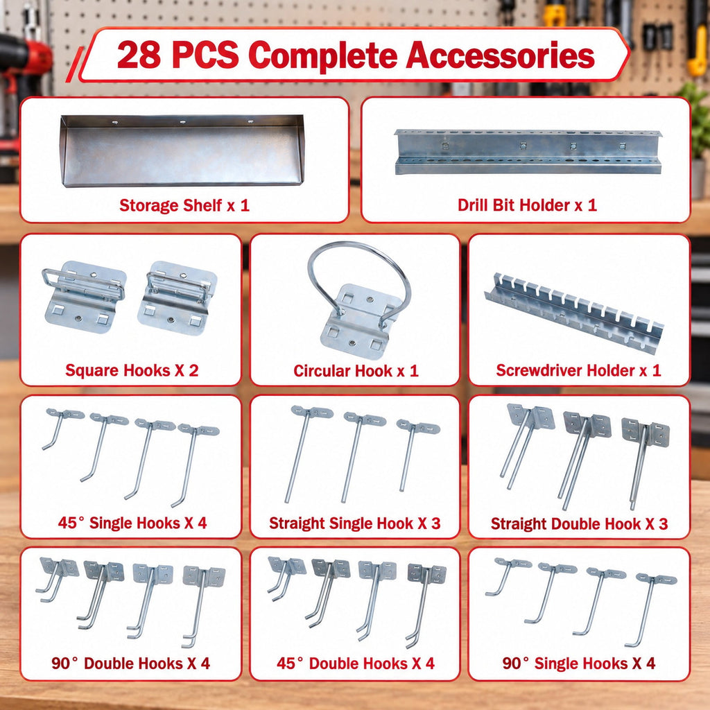 Airfind Wall-Mounted Pegboard Kit with 3 Pegboards for Garage Workshop, Metal Frame, 48 x 23.5 x 0.8 Footprint, Navy