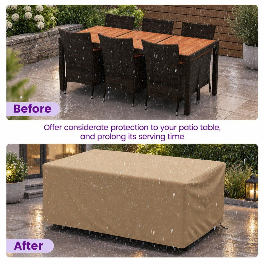 Airfind Patio Furniture Cover with Padded Handle and Click-Close Straps-90 x 50 x 32 inches, Polyester PU Frame, Beige Blue