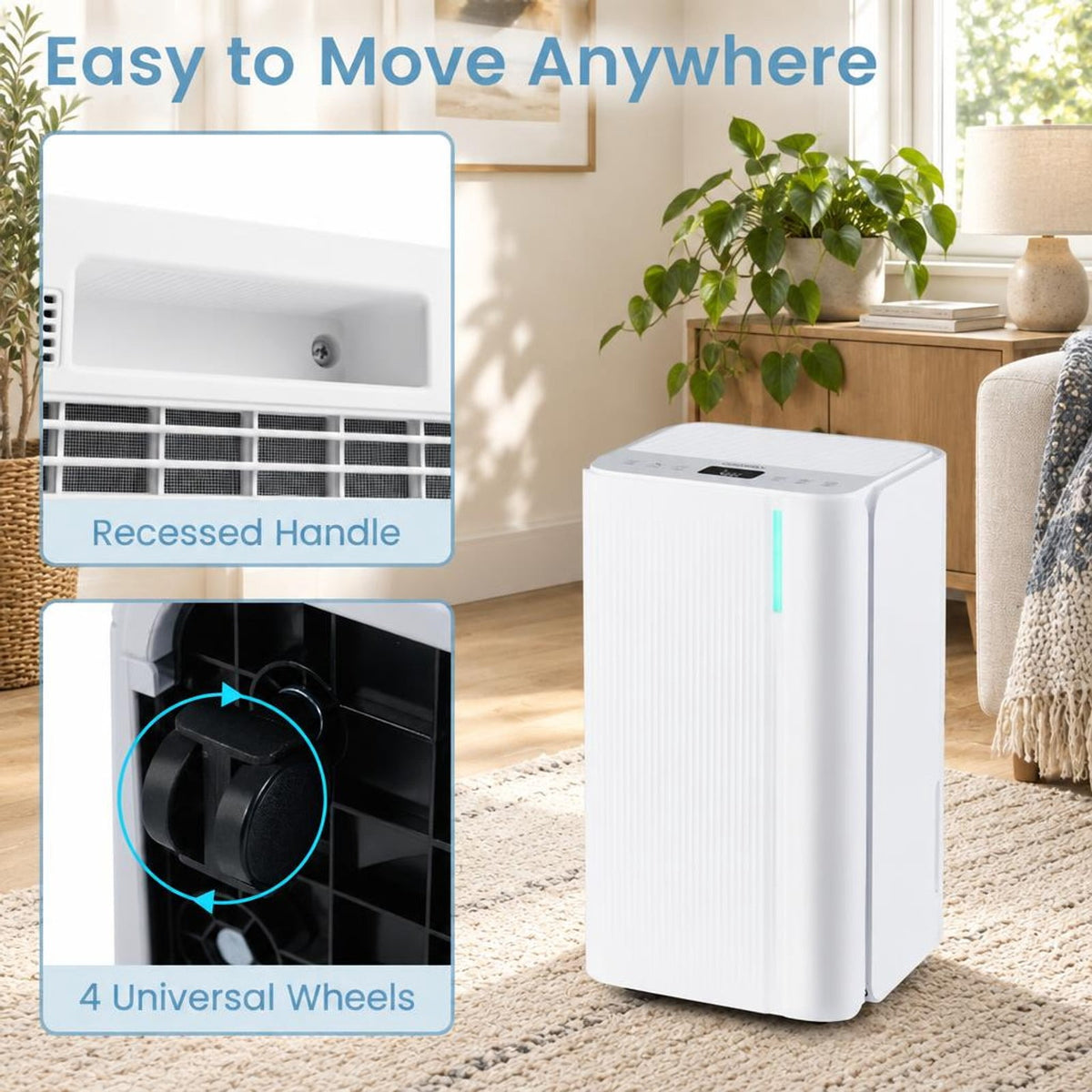 Airfind 32 Pints 2000 Sq.ft Portable Dehumidifier for Home and Basement, Copper ABS Frame, 10 x 8.5 x 18 Footprint, White