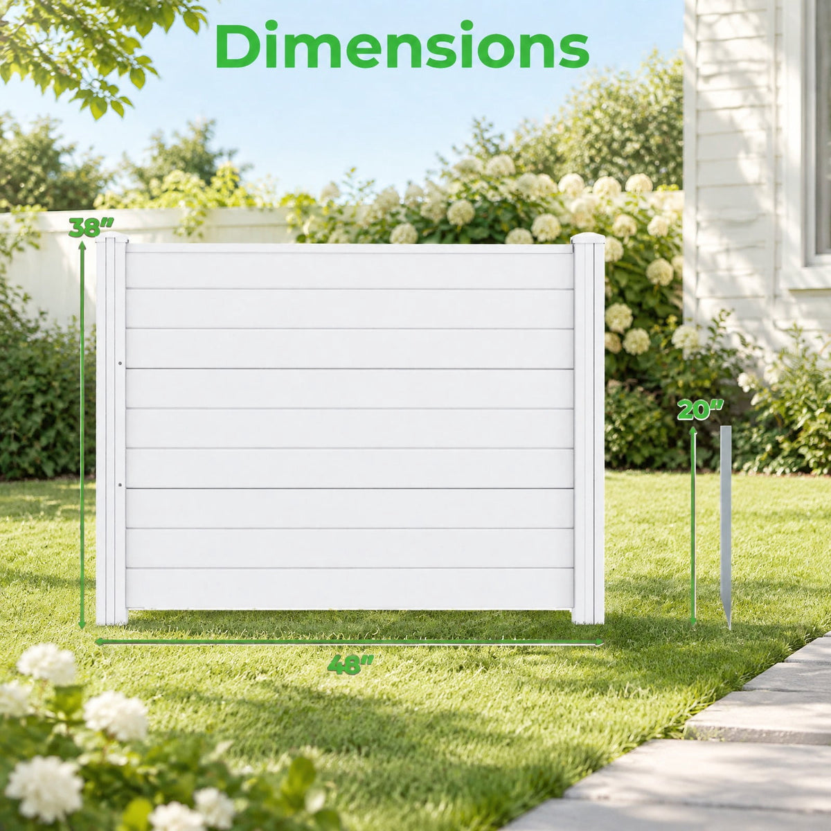 Airfind 48 x 38 Inch Air Conditioner Fence 3 Panels with Metal Ground Stakes for Patio Backyard, PP ABS Galvanized Metal Frame, White