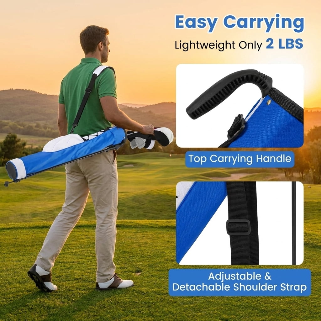 Airfind Lightweight Golf Stand Bag with 5-Way Divider and Auto Stand Mechanism featuring multiple storage pockets and an anti-slip base for the range and course, White