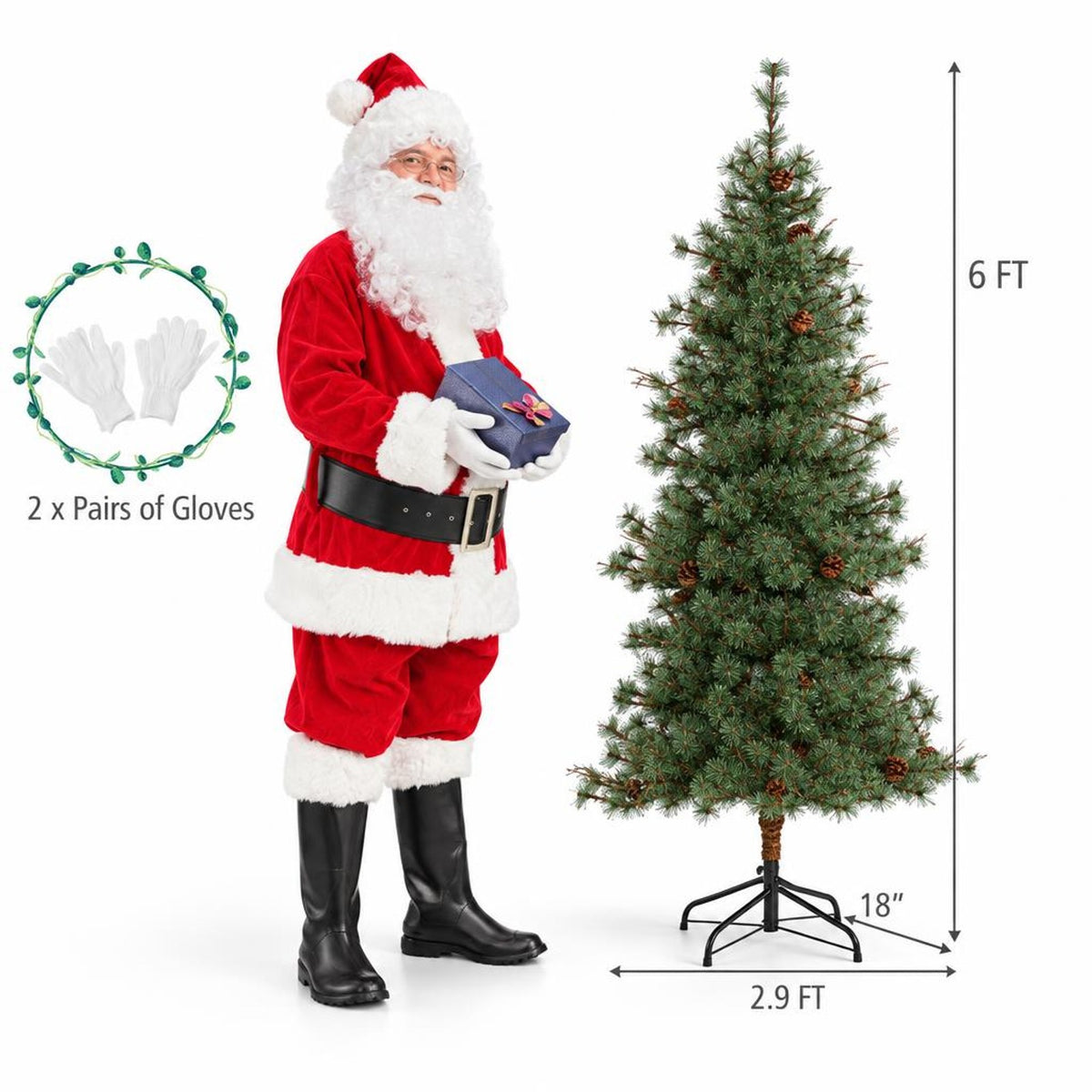 Airfind 6 Feet Artificial Christmas Tree Pre, PVC Metal Tree Height 8 ft / 7 ft /6 ft Tree Width 3.3 ft / 3 ft / 2.9 ft Frame, White