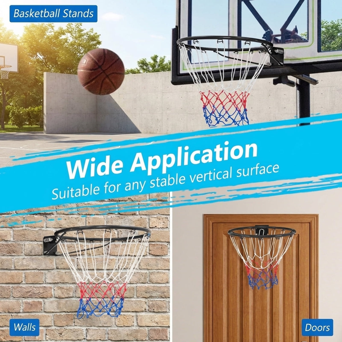 Airfind 18 In Basketball Rim Replacement with Net-Black