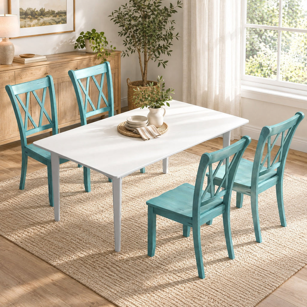 Airfind Set of 2 Cross Back Rubber Wood Dining Chairs, 300 lbs Capacity, Rubber Wood Frame, 20 x 23.5 x 39 Footprint, Green