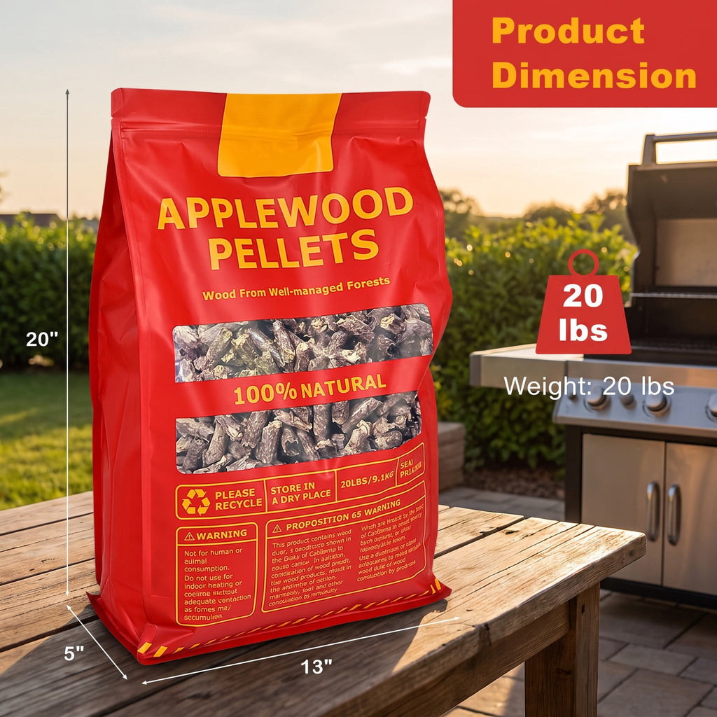 Airfind 20 Pounds Apple Wood Pellets 100% All-Natural for Pellet Grills, Applewood Frame, 13 x 5 x 20 Footprint