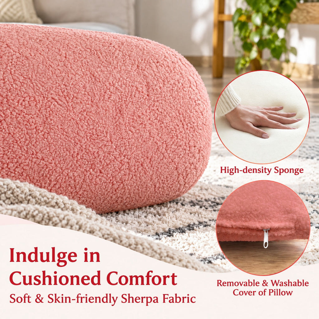 Airfind Modern Accent Chair with Waist Pillow and Armrests for Living Room Bedroom, 440 lbs Capacity, Sherpa Fabric Sponge Wooden Frame, Pink