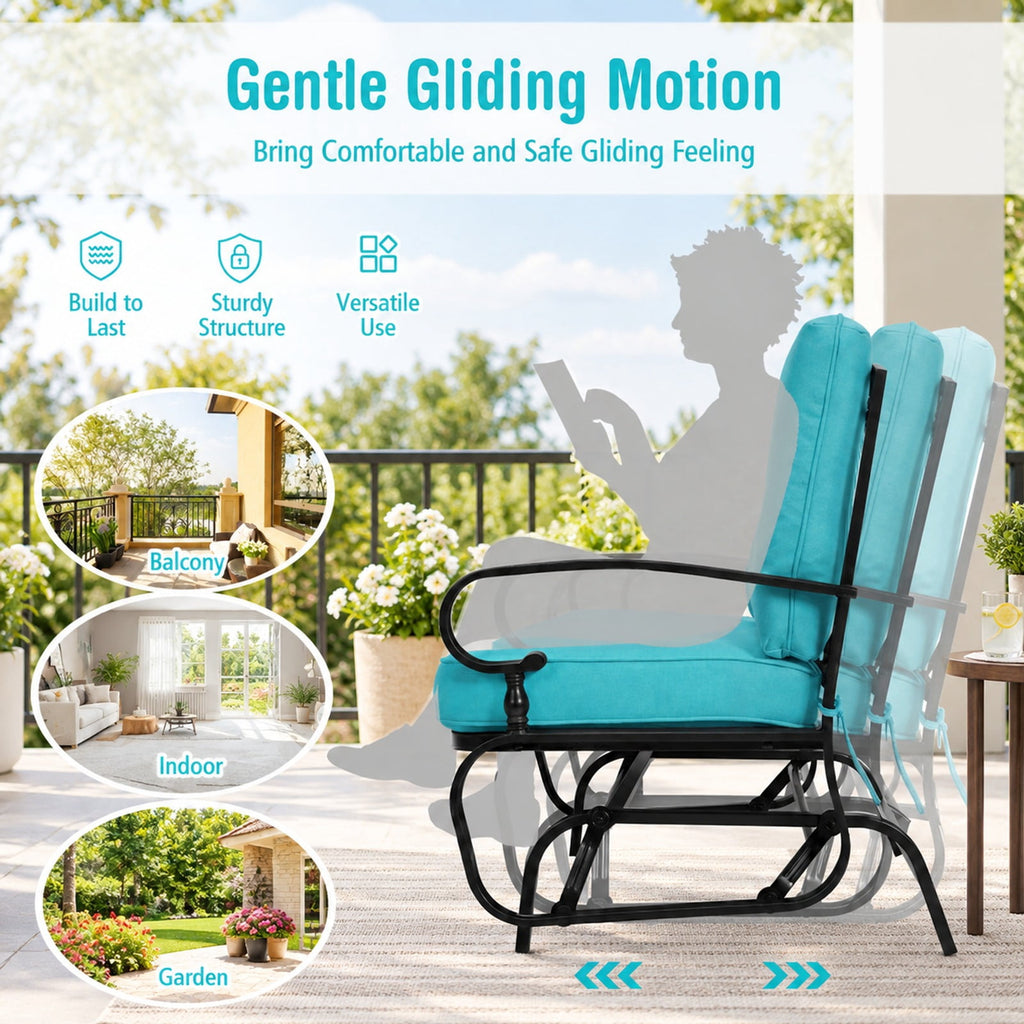 Airfind 2 Seats Outdoor Swing Glider Chair with Comfortable Cushions, 440 lbs Capacity, Steel olefin fabric foam Frame, Green