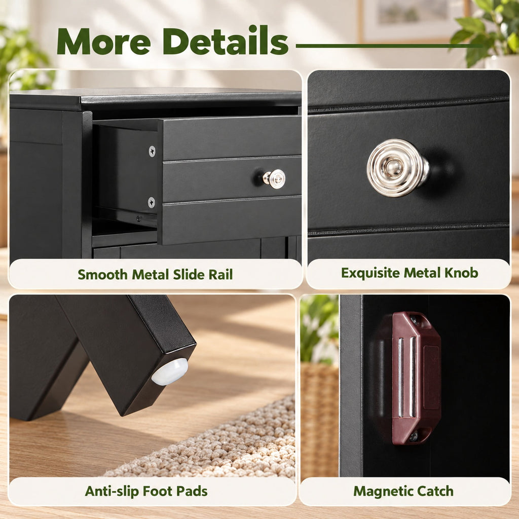 Airfind Wooden Bathroom Floor Storage Cabinet with Drawer and Shelf, 22 lbs Capacity, MDF Frame, 14 Inch x 12 Inch x 34.5 Inch Footprint, Black