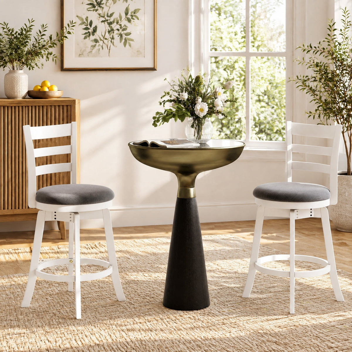 Airfind 25 Inch /30.5 Inch Swivel Barstools Set of 2 360° Rotating Bar/Counter Height Chairs with Upholstered Seat-25 Inch, 350 lbs Capacity