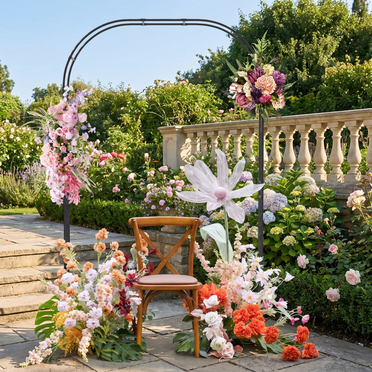 Airfind Outdoor Metal Garden Arch Trellis for Climbing Plants Grape Vine Flower, Used as a beautiful wedding arch or an event photo backdrop stand