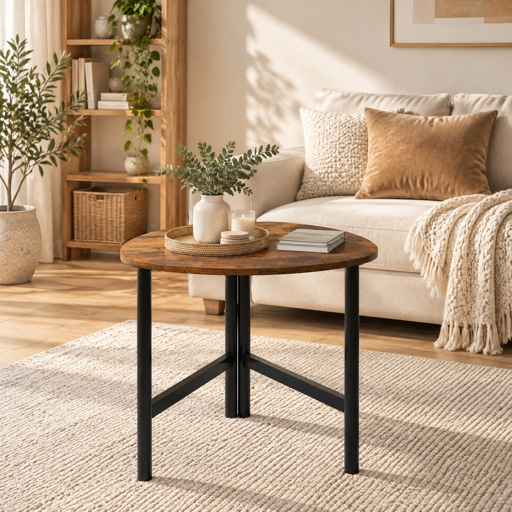 Airfind Triangle Coffee Table Oval Coffee Table with Metal Legs Industrial Center Table, 132 lbs Capacity, Engineered Wood Metal Frame, Coffee