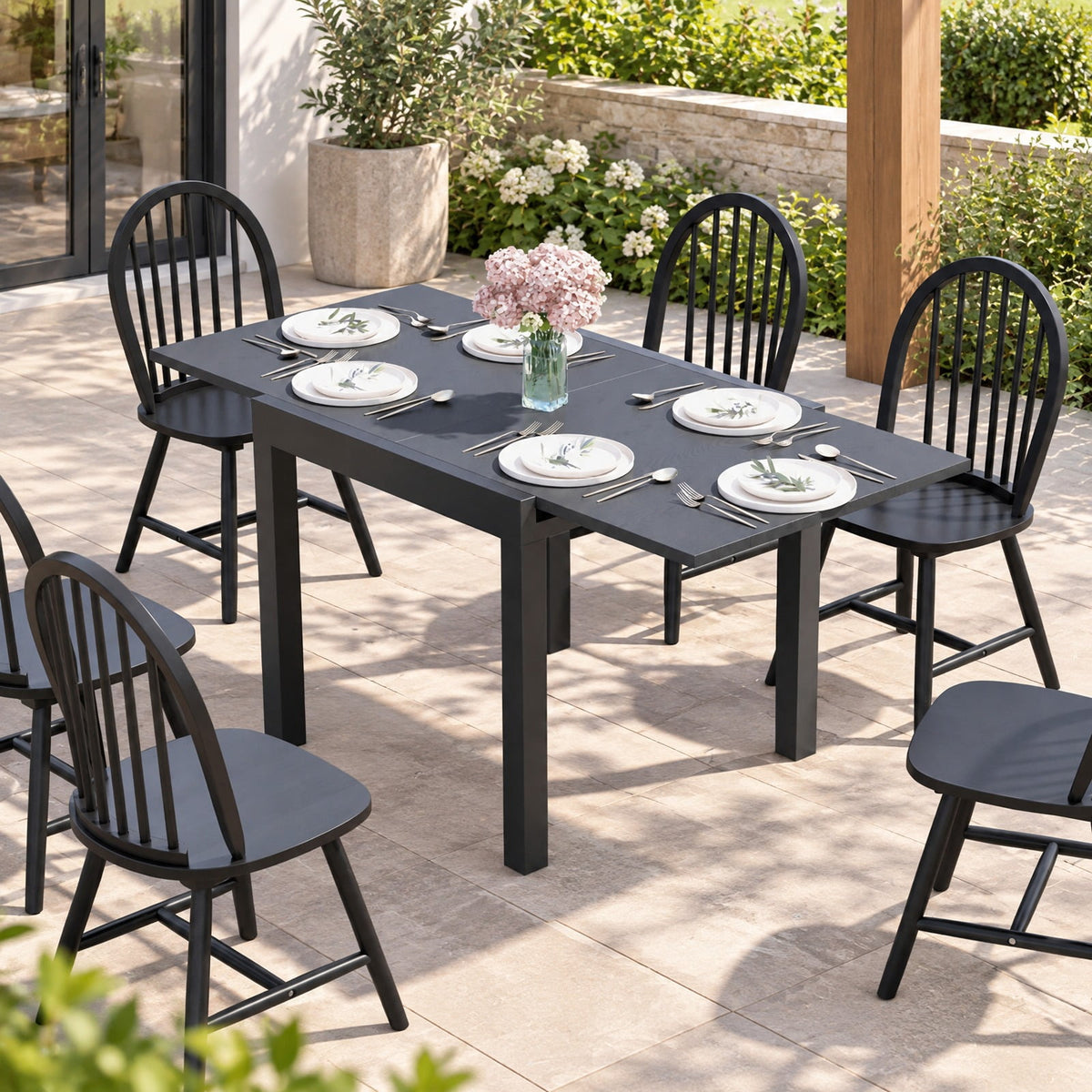 Airfind 31.5 inches-63 inches Adjustable Patio Expandable Dining Table for 4-6 Person, 31.5 x 31.5 x 29.5Overall Footprint, Gray
