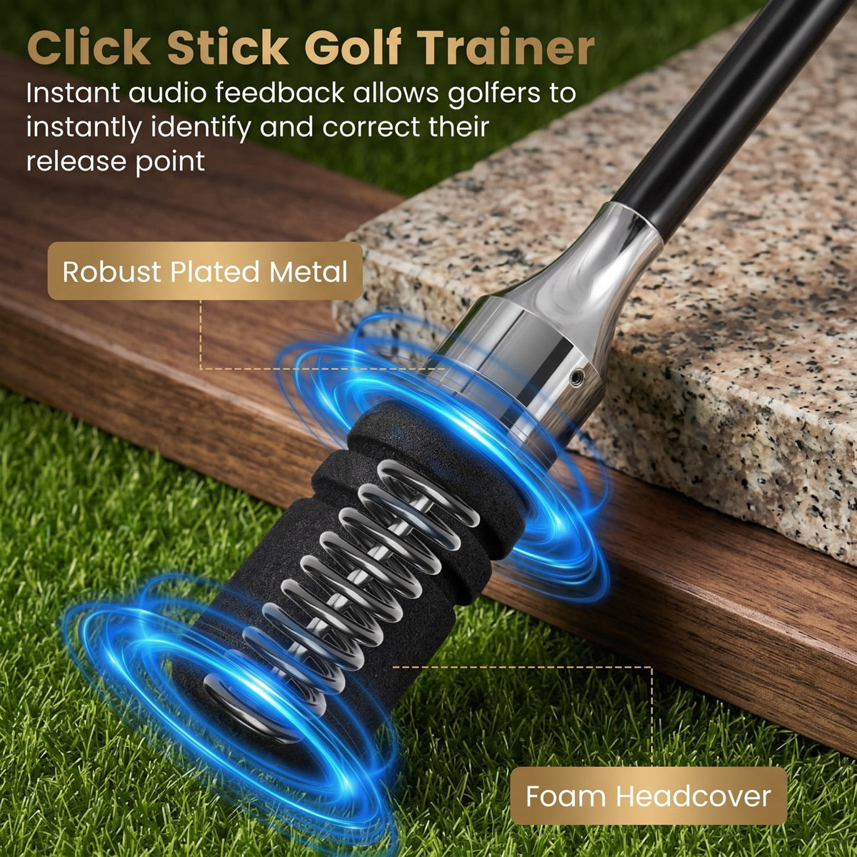 Airfind Golf Swing Trainer Click Stick Swing Training Aid for Speed, Tempo, Flexibility and Balance, Weighted Fiberglass Practice Stick for Men and Women, Black