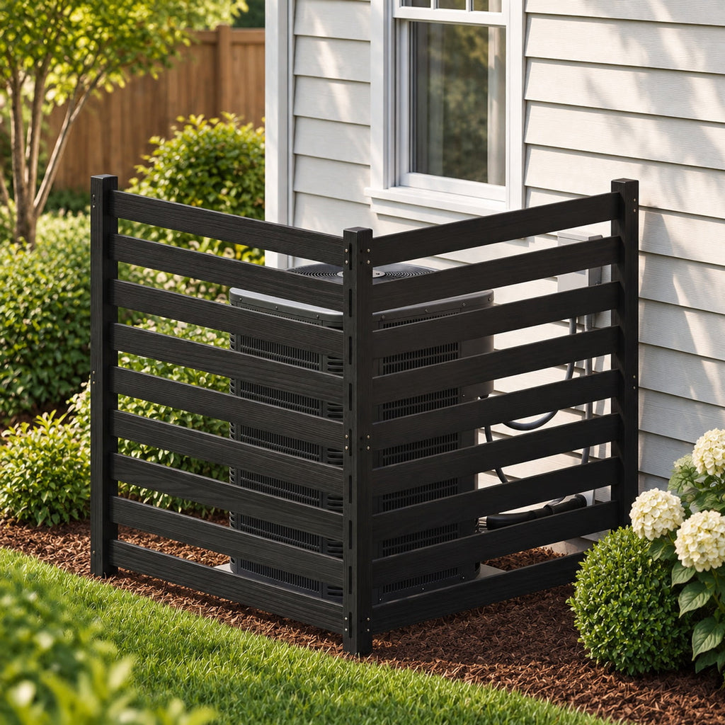 Airfind 2-Panel Wooden Outdoor Privacy Fence with Ground Stakes, Fir Wood Frame, Black, Product Dimensions of Each Screen 38.5 Inch