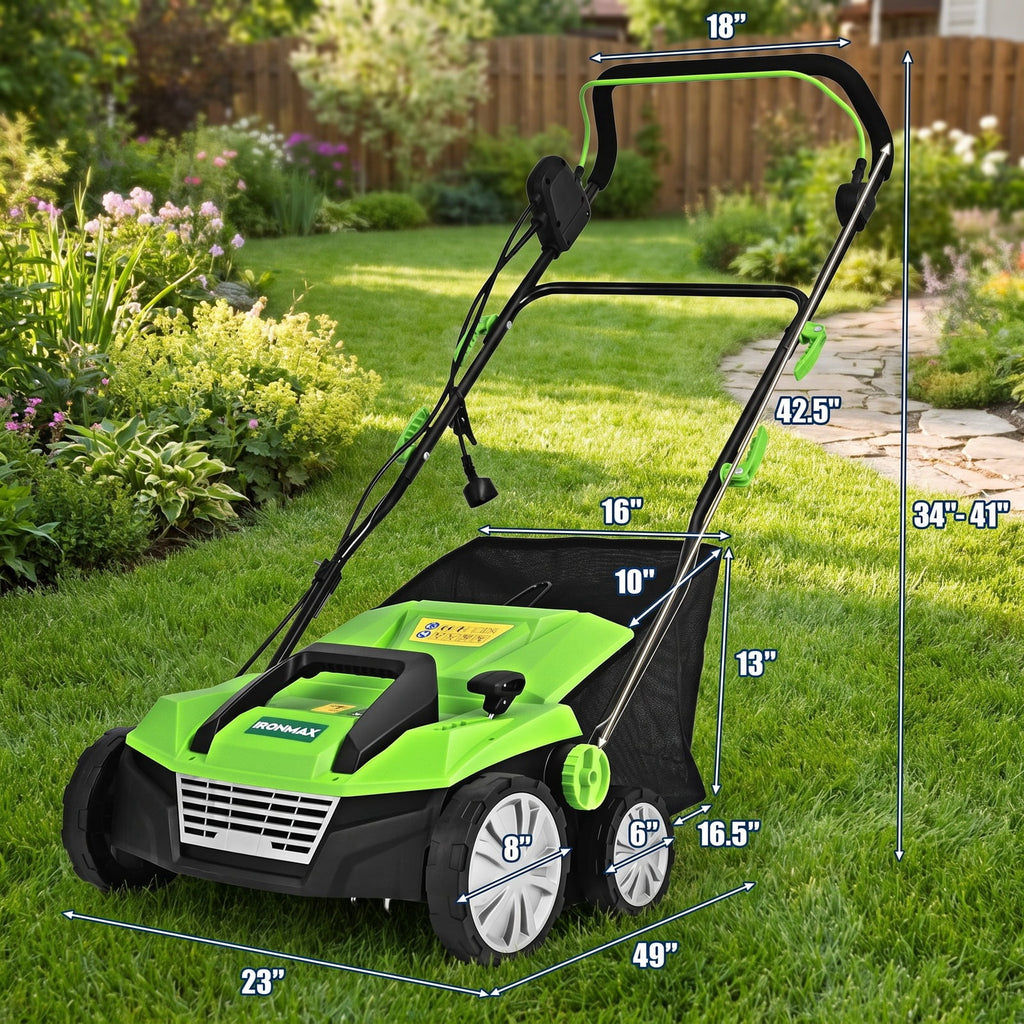 Airfind 15 Inch 13 Amp Electric Scarifier with Collection Bag and Removable Blades, PP steel Frame, Green