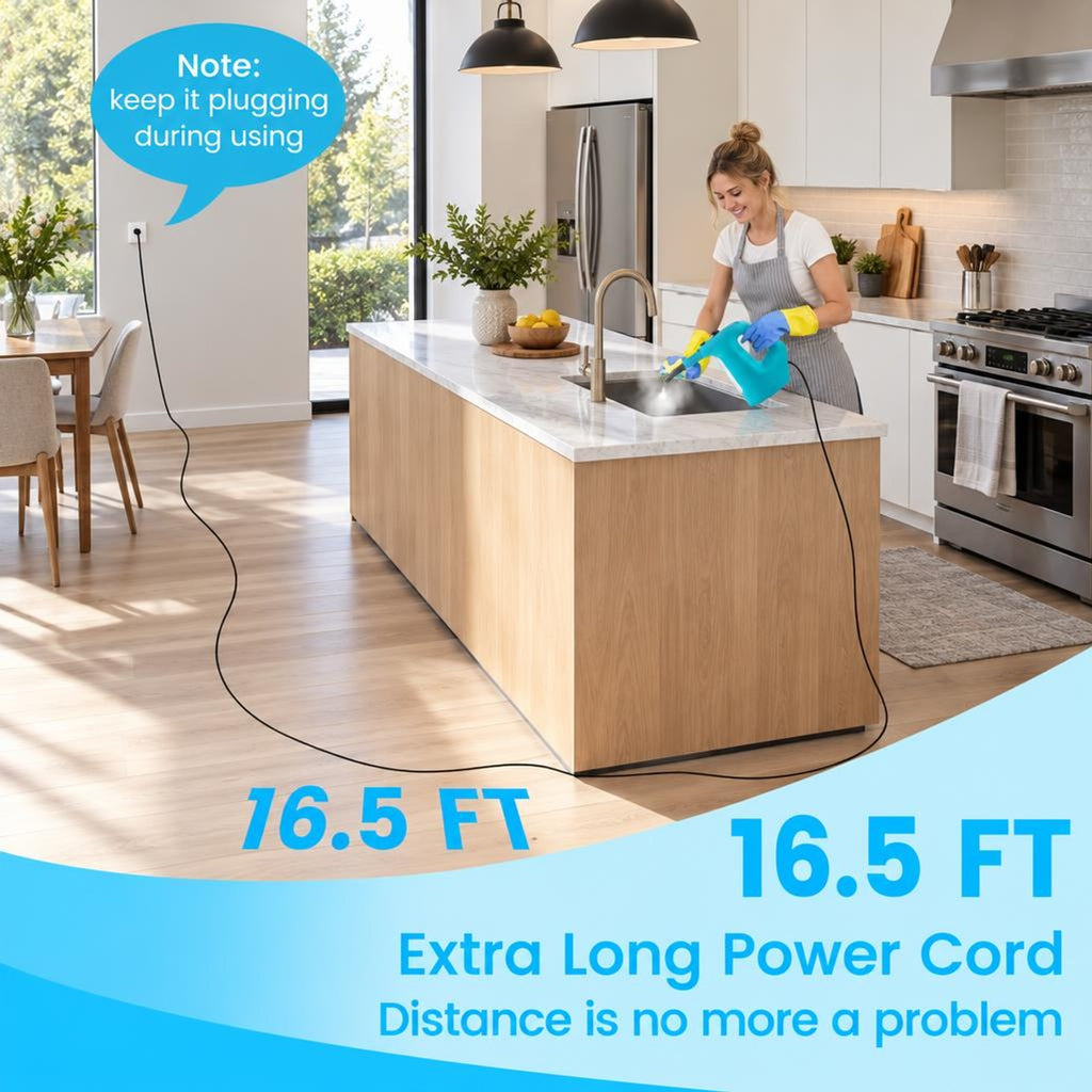 Airfind 1400W Handheld Steam Cleaner with 14-Piece Accessory Kit and Child Lock, PP Frame, 13 x 5 x 9.5 Footprint, Blue